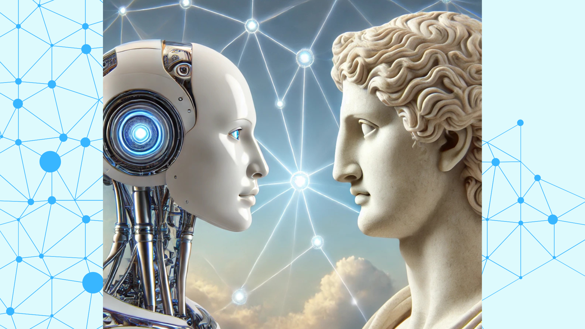 Robot and classical sculpture facing each other