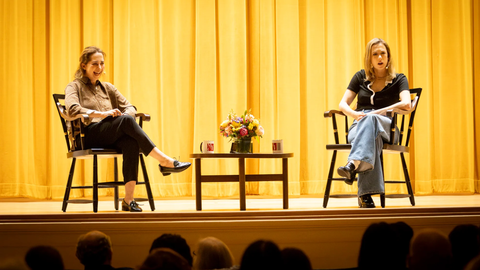 Bess Kalb, left, in conversation with Iliza Shlesinger