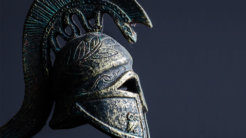 A Greek plumed helmet