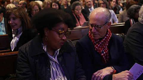 audience members in Sanders Theater