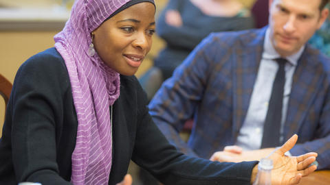 woman speaking at seminar