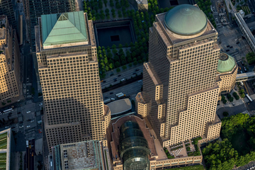 A birds-eye view of a cityscape