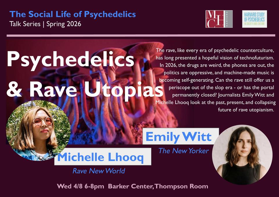 Poster for 4/8/26 Social Life of Psychedelics Event