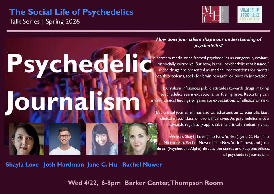 Poster for 4/22/26 Social Life "Psychedelic Journalism" event