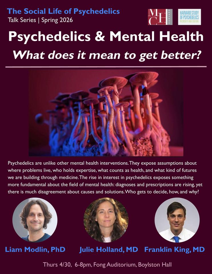Poster for 4/30/26 Social Life of Psychedelics talk