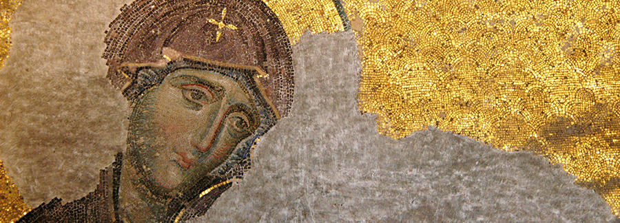 Old peeling painting of saint