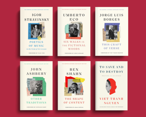 Covers of the six Centenary Editions of the Norton Lectures