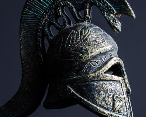 A Greek plumed helmet