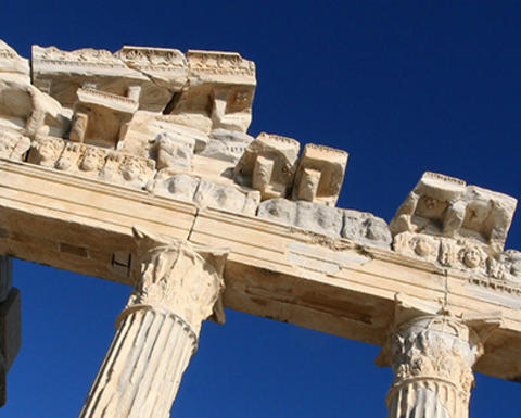 Ruined ancient facade